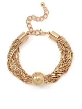 Gold Multi-Strand Braided Bracelet with Polished Bead